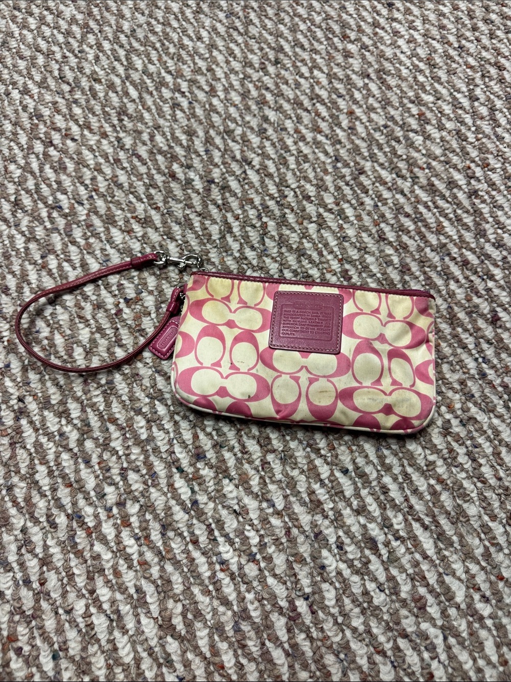 Coach Pink Signature Corner Zip Wristlet